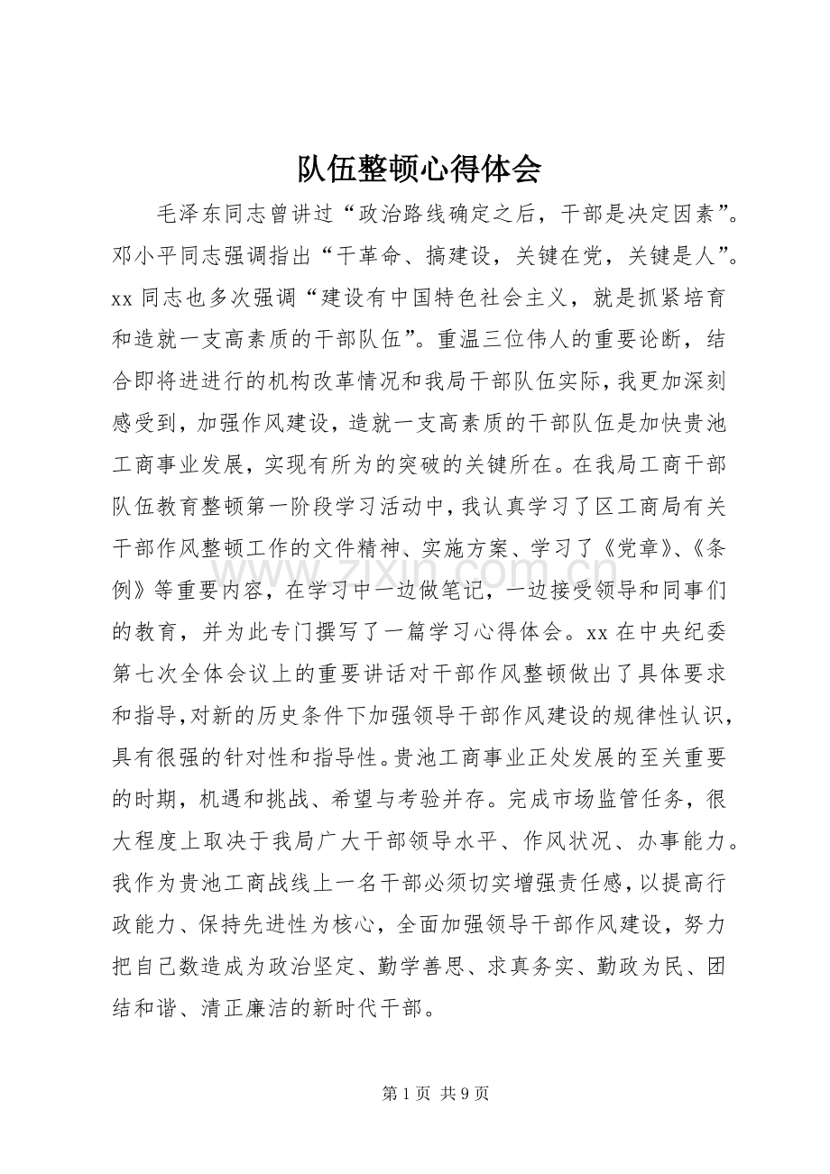 队伍整顿体会心得.docx_第1页