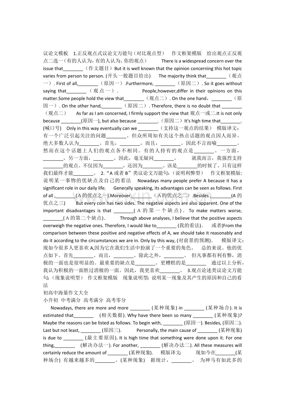 英语作文模板.docx_第1页