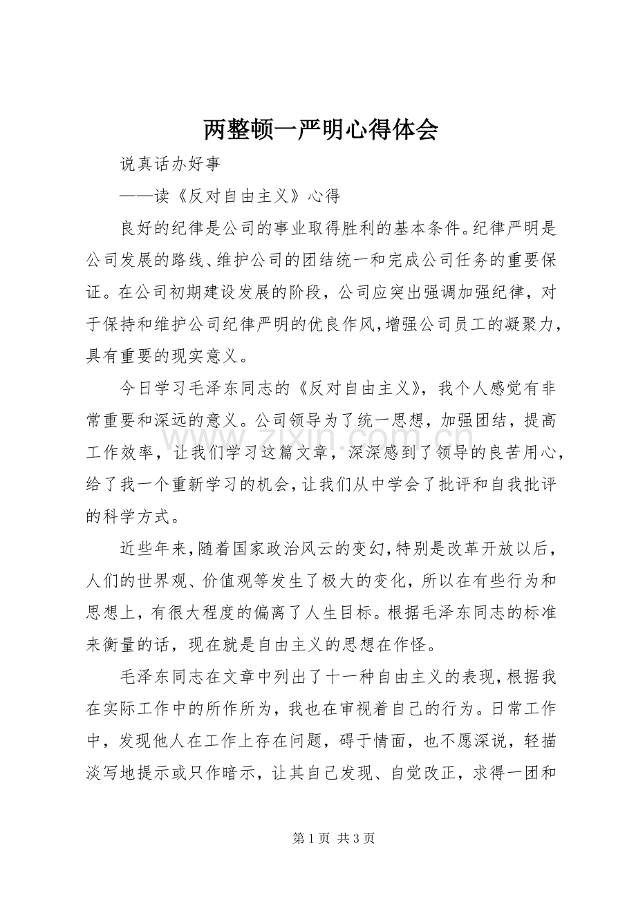 两整顿一严明体会心得.docx_第1页