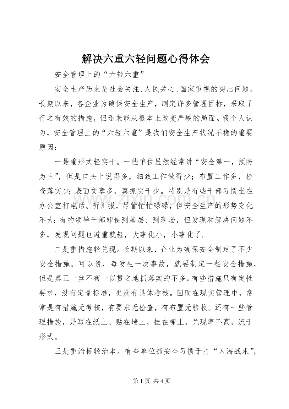 解决六重六轻问题体会心得.docx_第1页