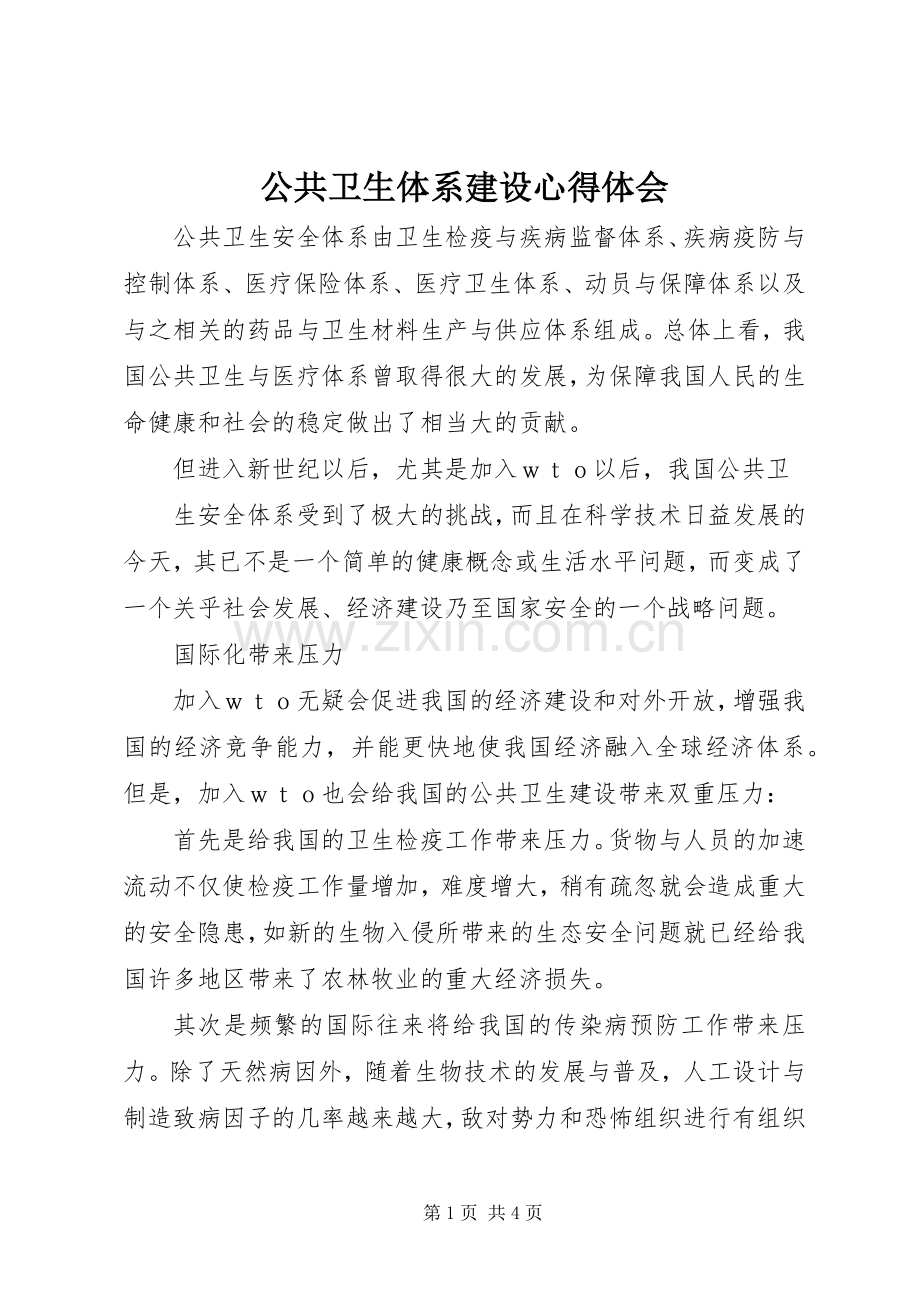 公共卫生体系建设体会心得.docx_第1页