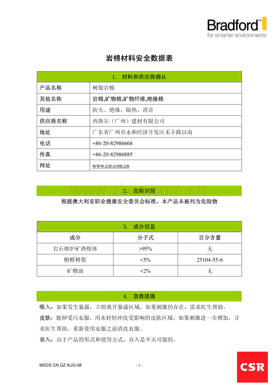 岩棉安全数据.pdf_第1页