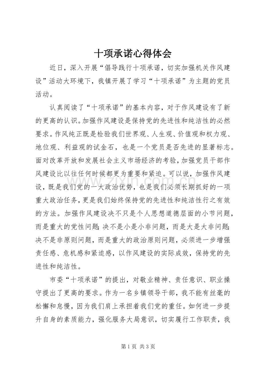 十项承诺体会心得.docx_第1页