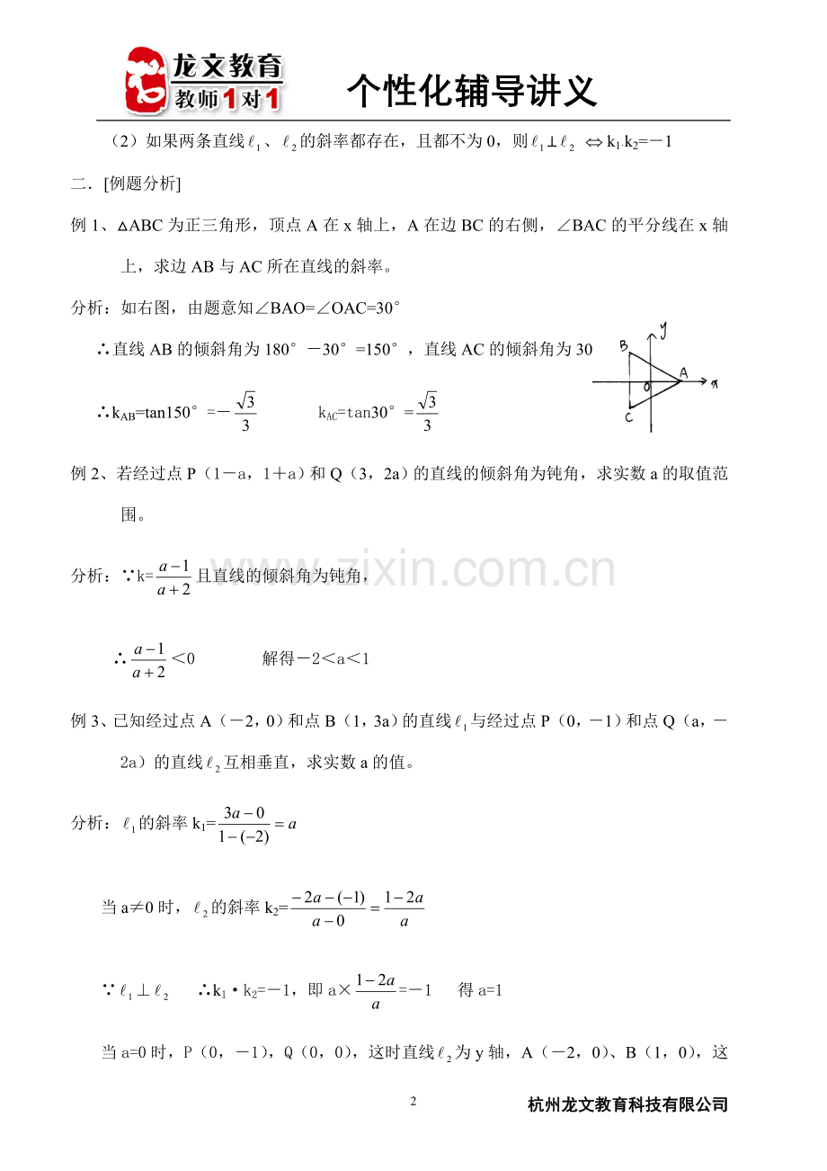 直线的倾斜角和斜率讲义.doc_第2页