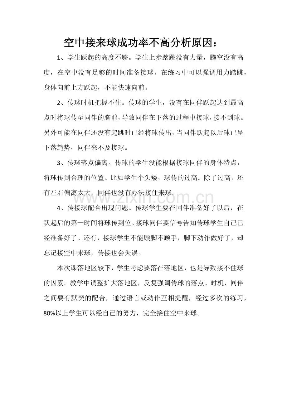 篮球空中接球技术教学反思.docx_第1页