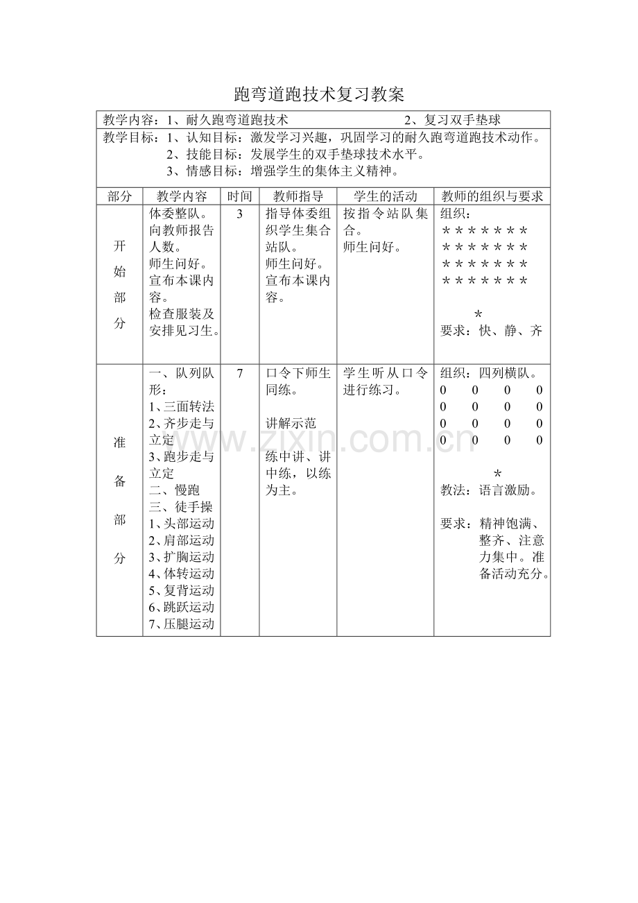 跑弯道跑技术复习教案.doc_第1页