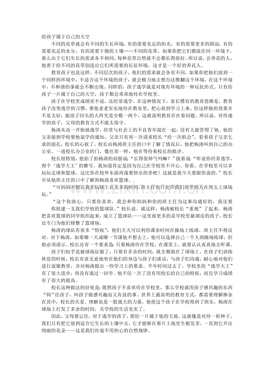给孩子属于自己的天空.doc_第1页