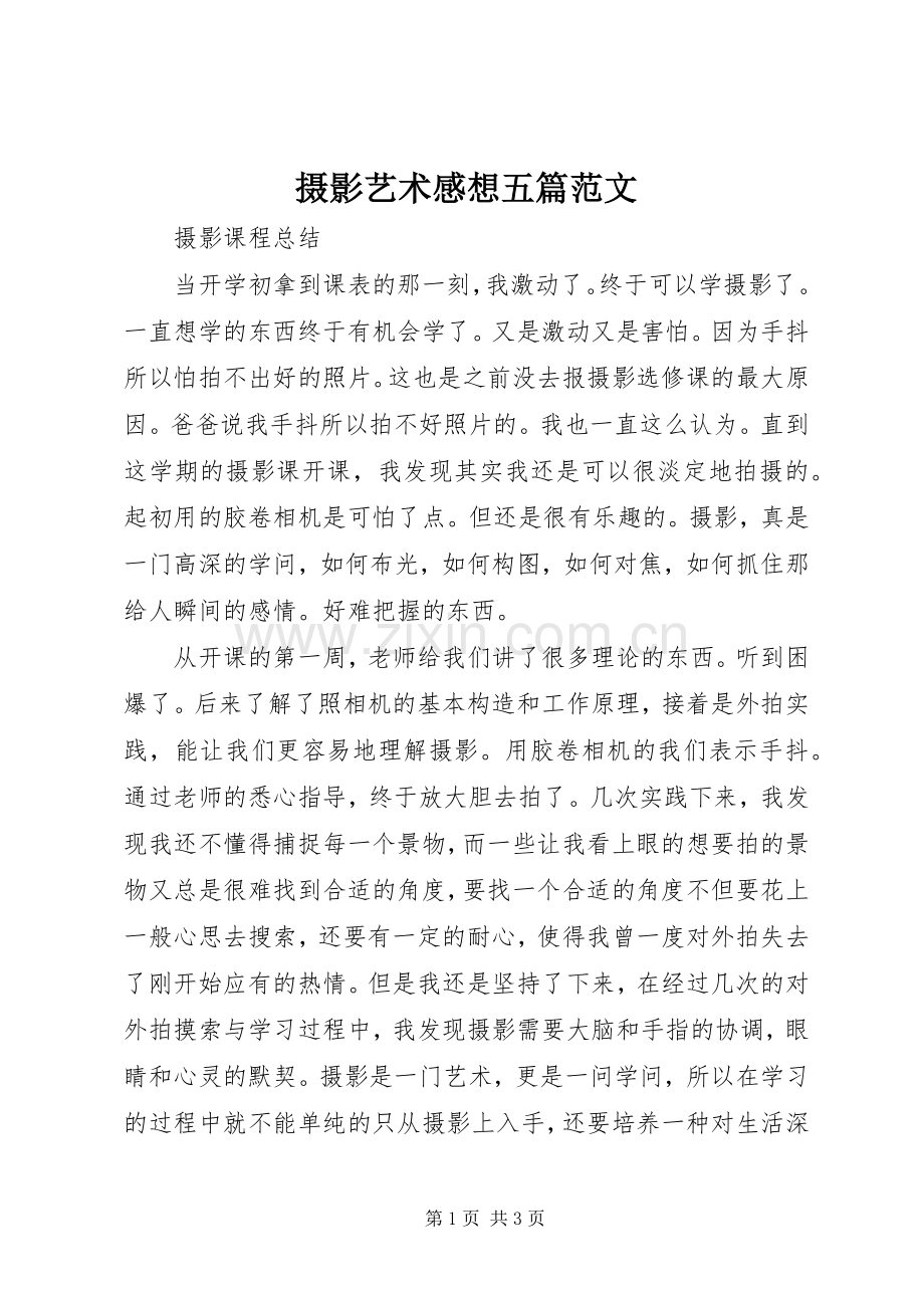 摄影艺术感想五篇范文.docx_第1页