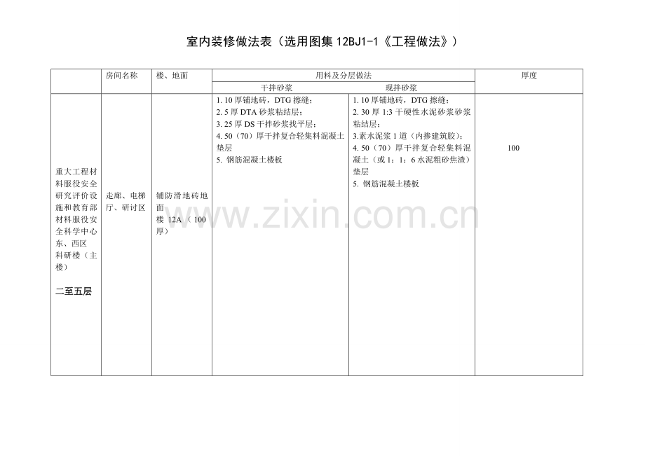 室内装修做法表主楼二至五层.doc_第1页