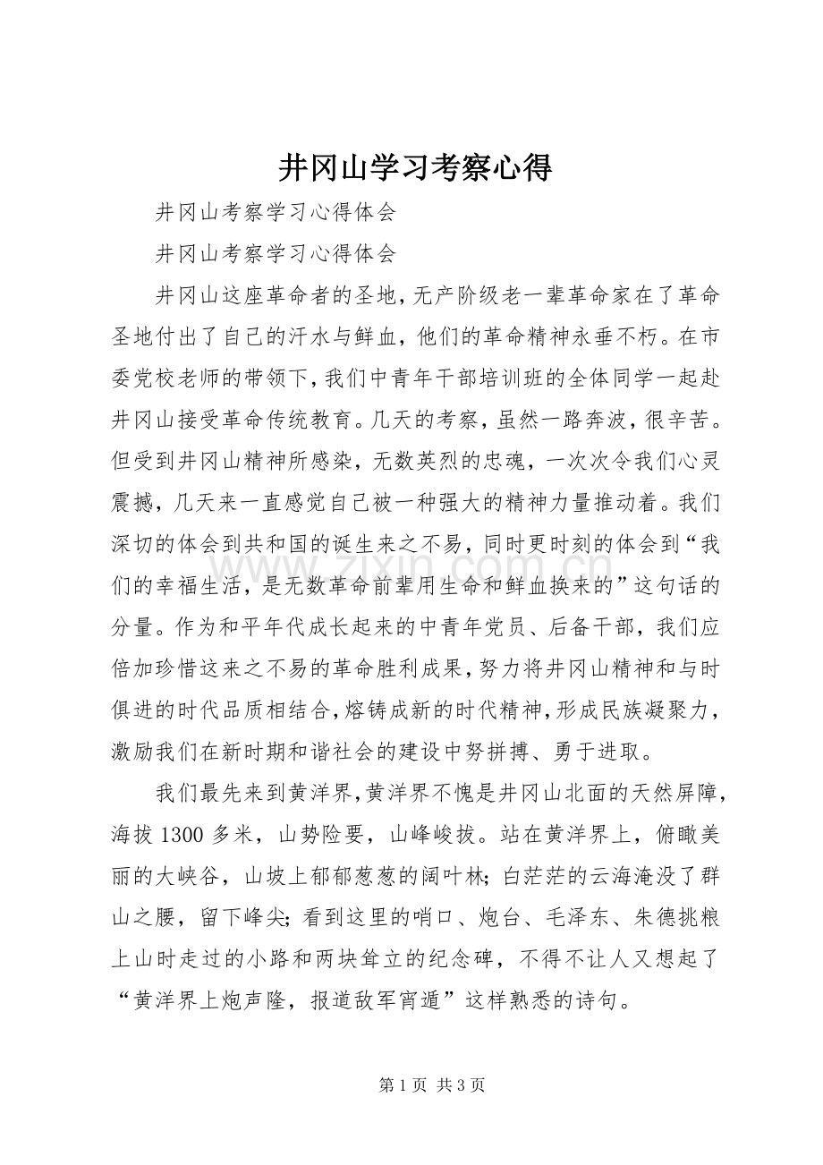 井冈山学习考察心得.docx_第1页