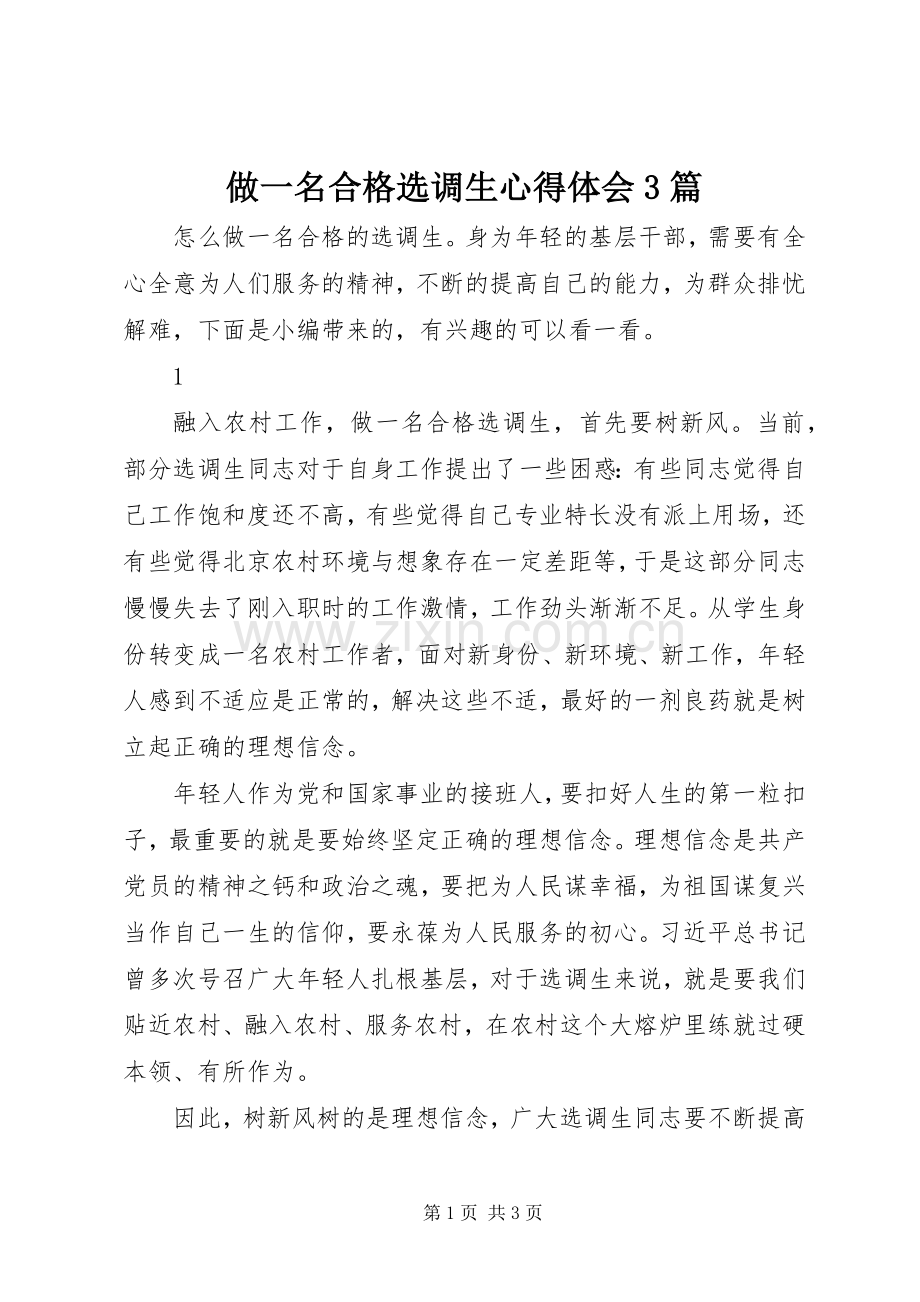 做一名合格选调生体会心得3篇.docx_第1页
