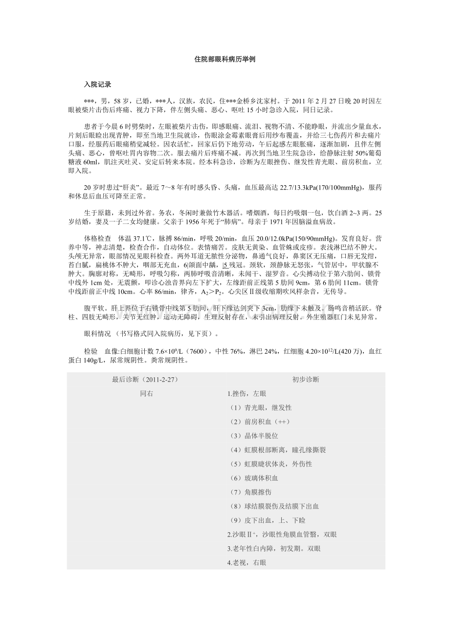 通用版眼科住院病历举例.doc_第1页