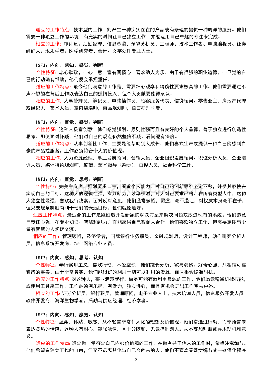 MBTI性格探索—附16种维度与职业解析.doc_第2页