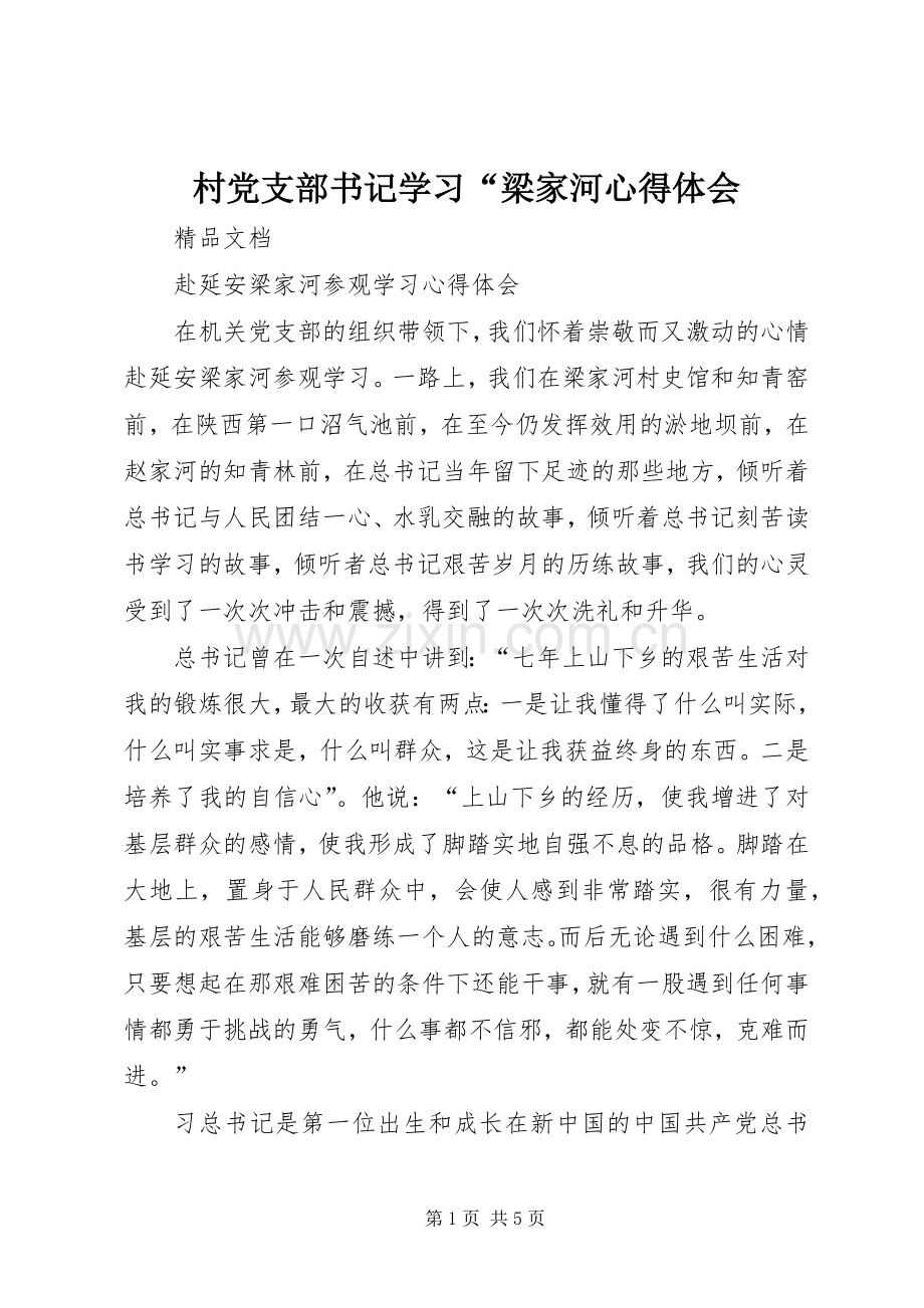 村党支部书记学习“梁家河体会心得.docx_第1页