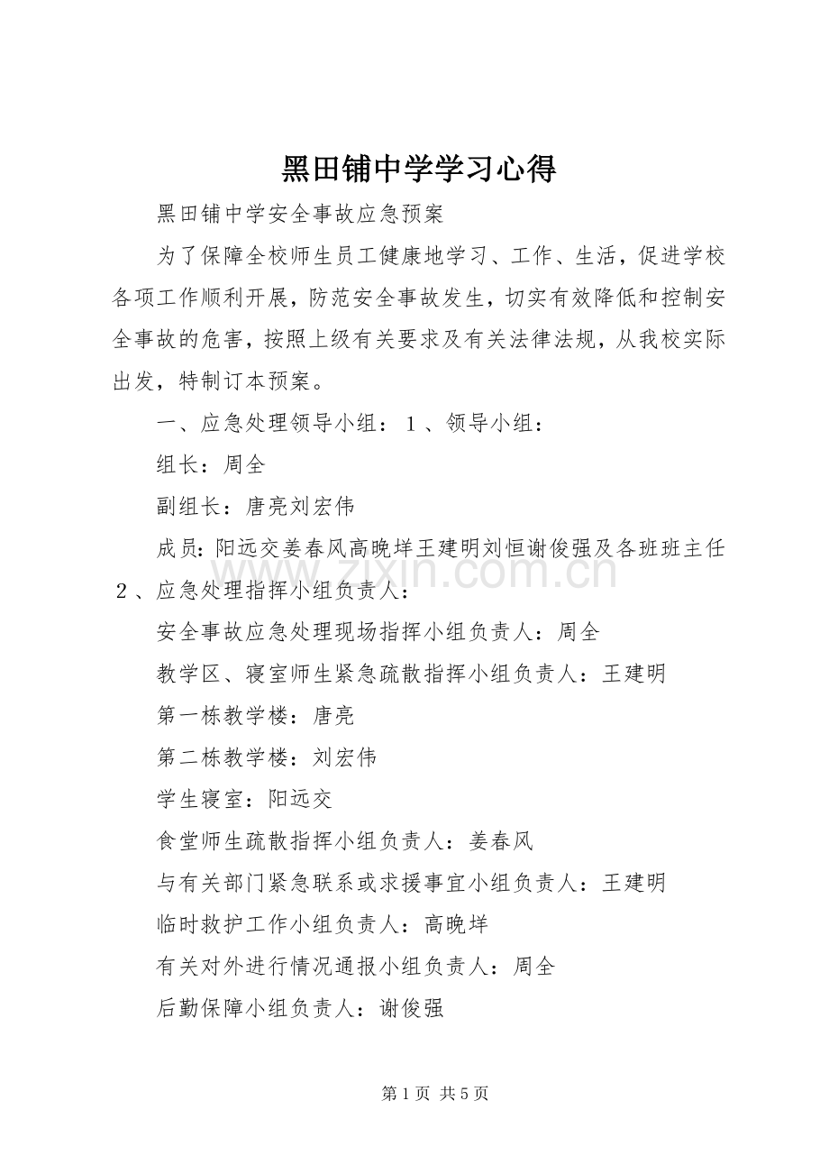 黑田铺中学学习体会.docx_第1页