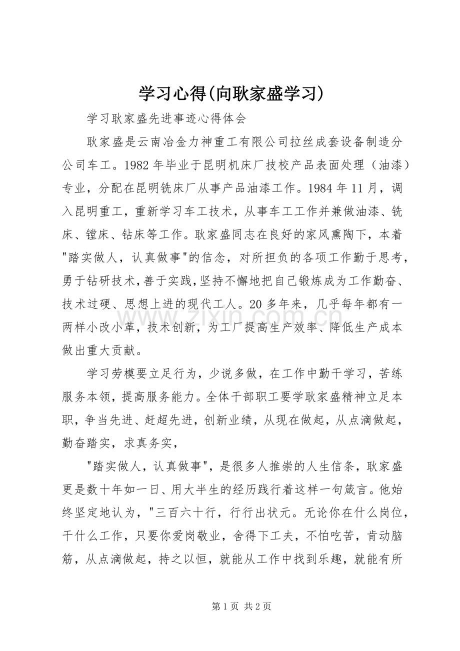 学习体会(向耿家盛学习).docx_第1页