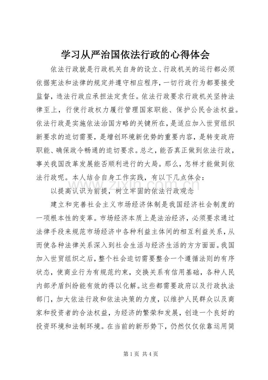 学习从严治国依法行政的体会心得.docx_第1页