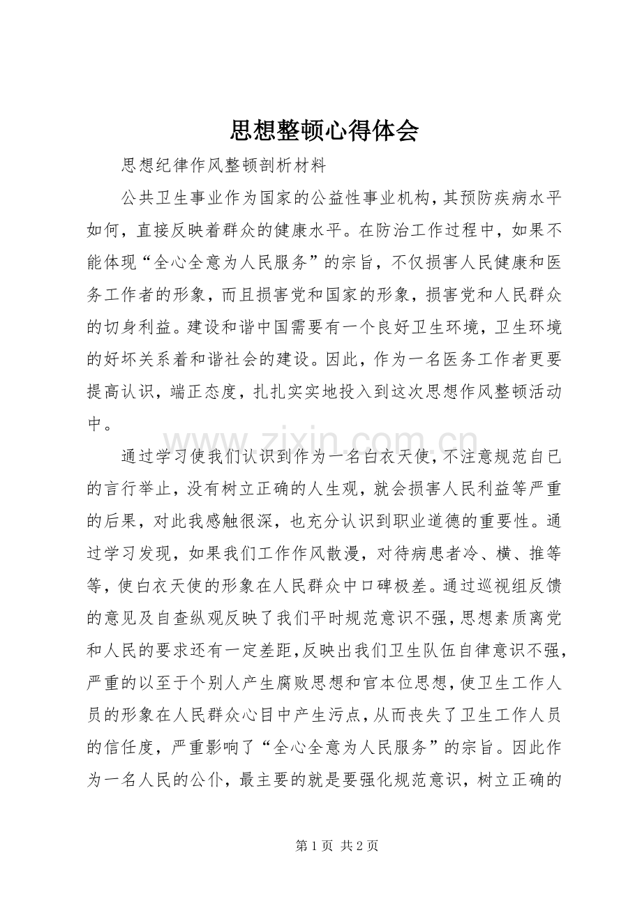 思想整顿体会心得3.docx_第1页