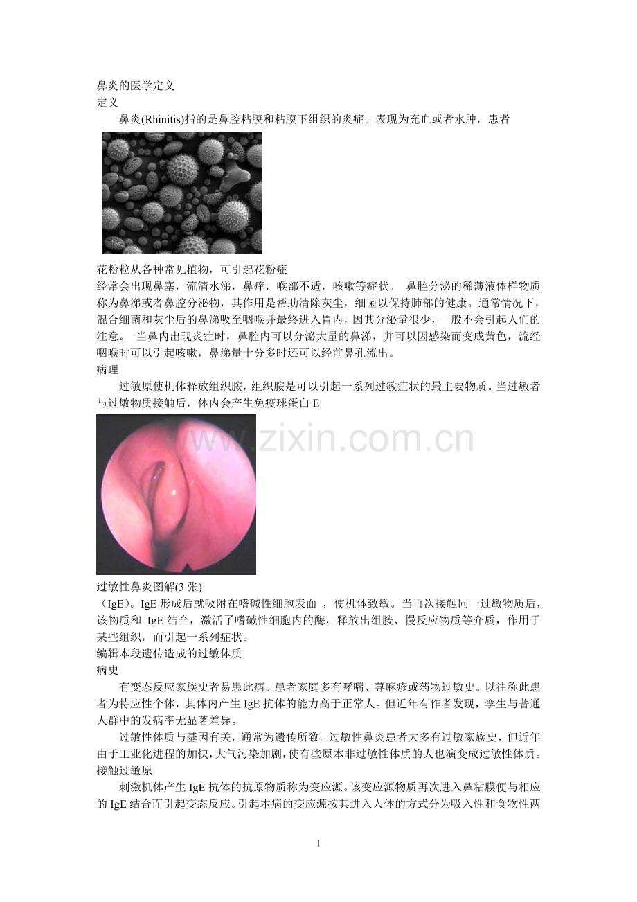 鼻炎的医学定义.doc_第1页
