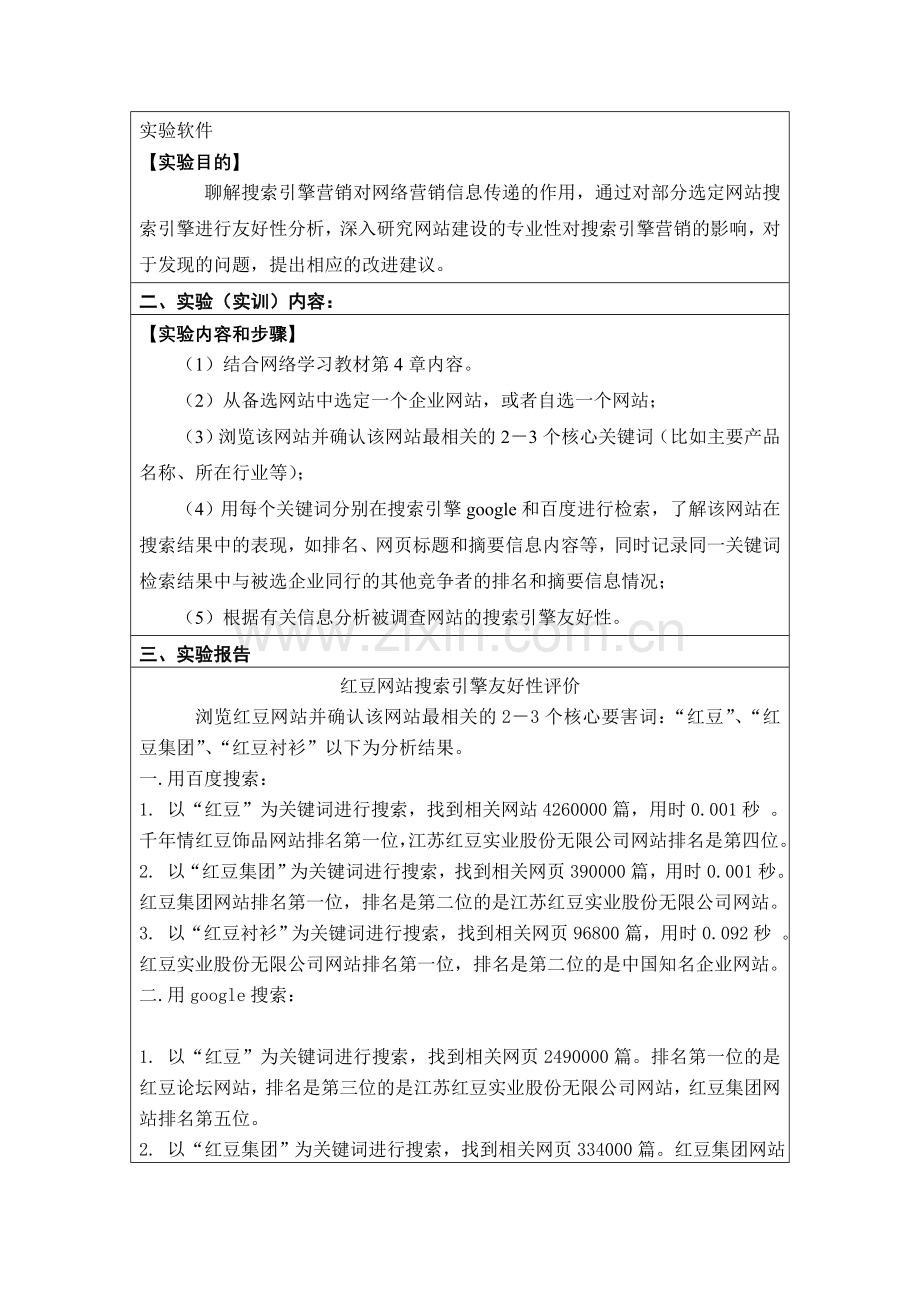 网站搜索引擎友好性分析 网络营销实验3.doc_第2页