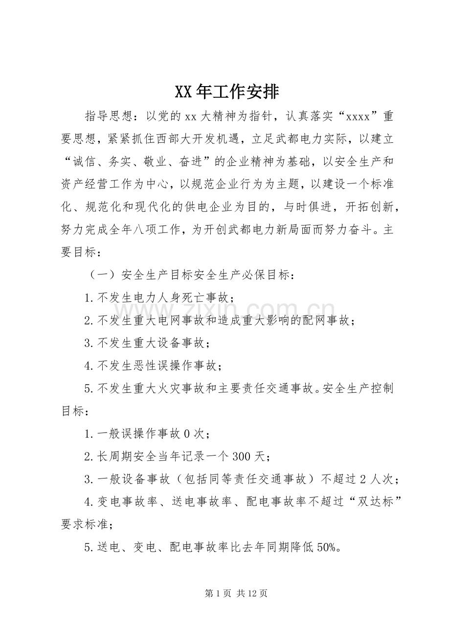 XX年工作安排 (2).docx_第1页