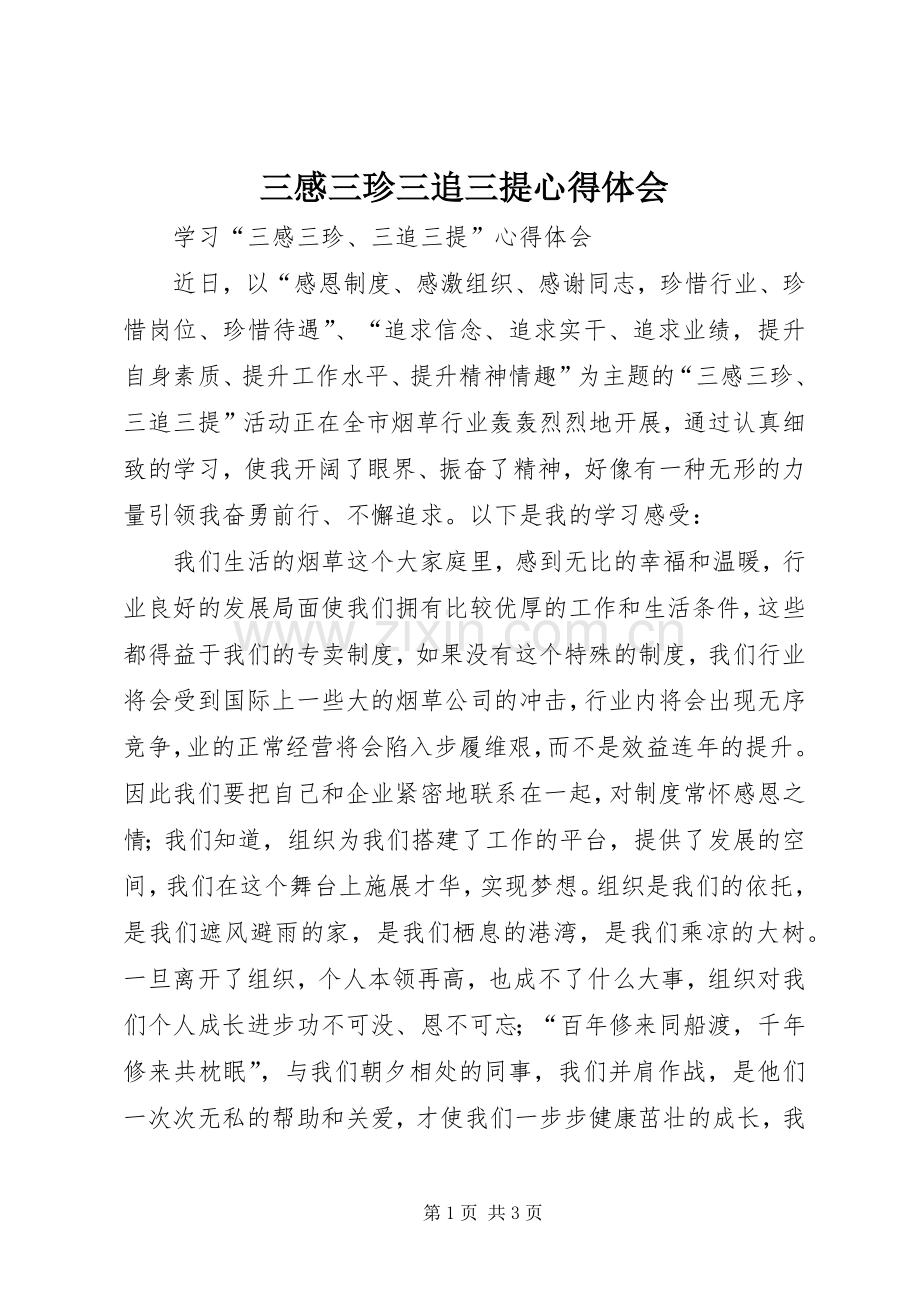 三感三珍三追三提体会心得.docx_第1页