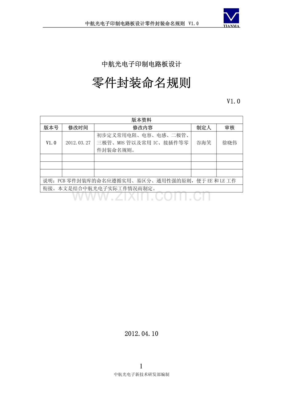 零件封装命名规则v1.0.pdf_第1页