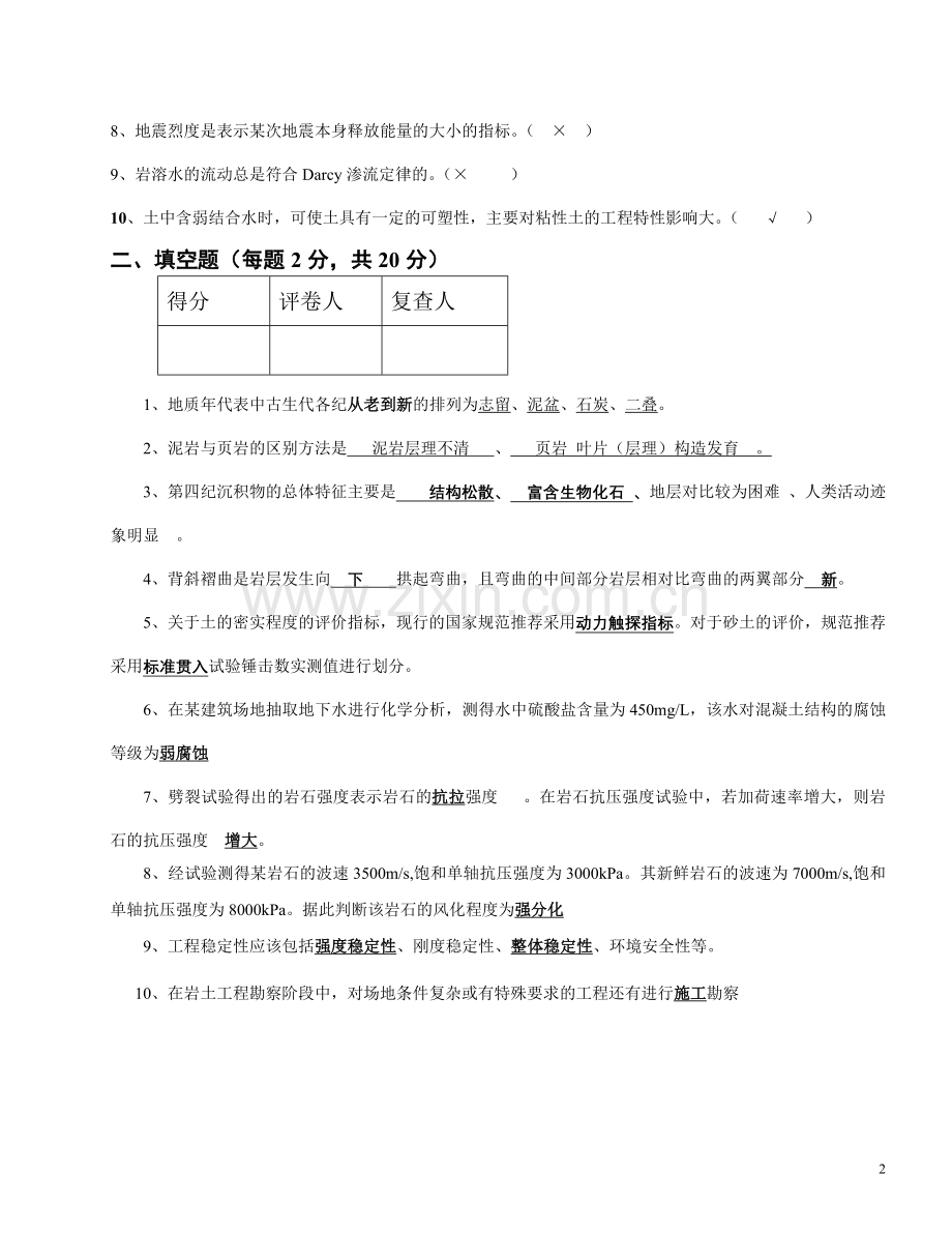 工程地质试卷A答案.doc_第2页