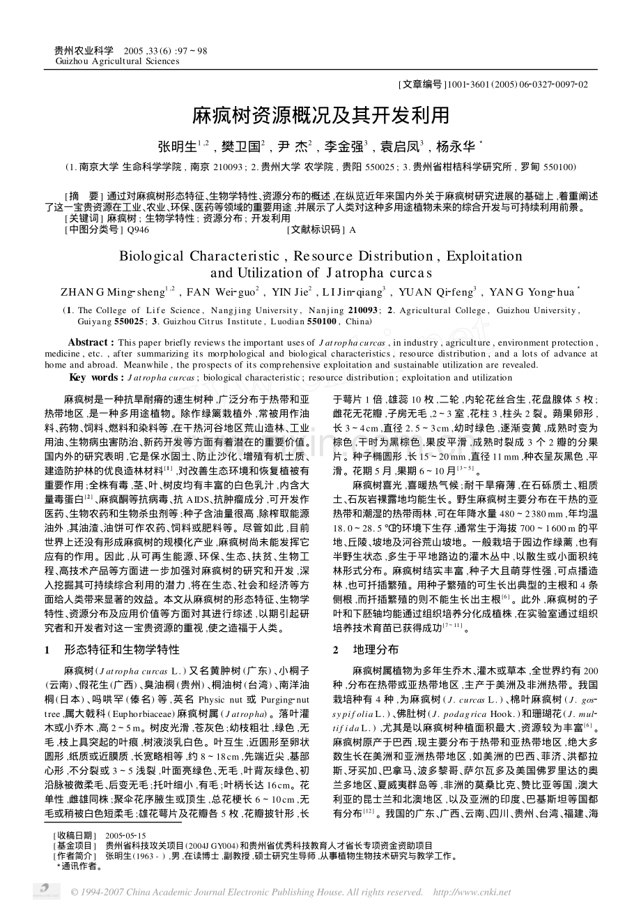 麻疯树资源概况及其开发利用.pdf_第1页