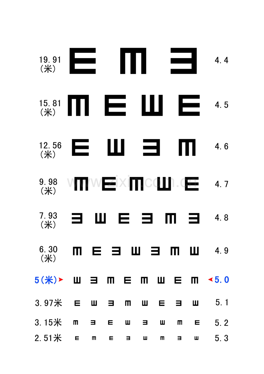 自测视力表(简E字表、C字表、散光表).doc_第1页