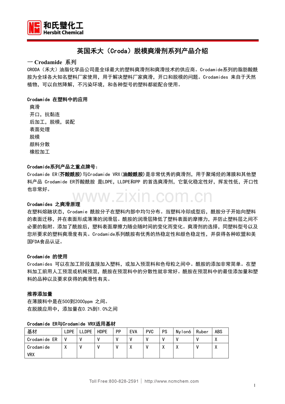 英国禾大(Croda)脱模爽滑剂系列产品介绍.doc_第1页