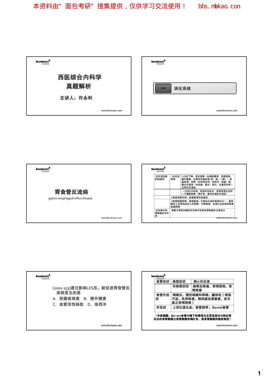 西医综合真题精讲课程2014考研西医综合真题精讲课程讲义-内科学.pdf_第1页