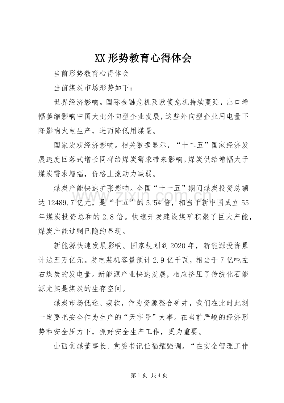 XX形势教育体会心得.docx_第1页