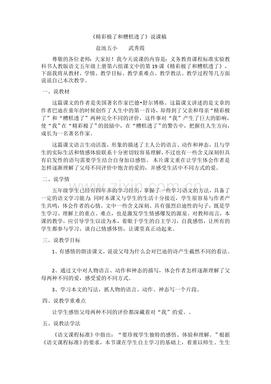精彩极了糟糕透了说课稿.docx_第1页