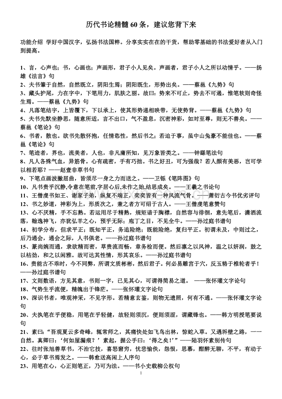 历代书论精髓60条.doc_第1页