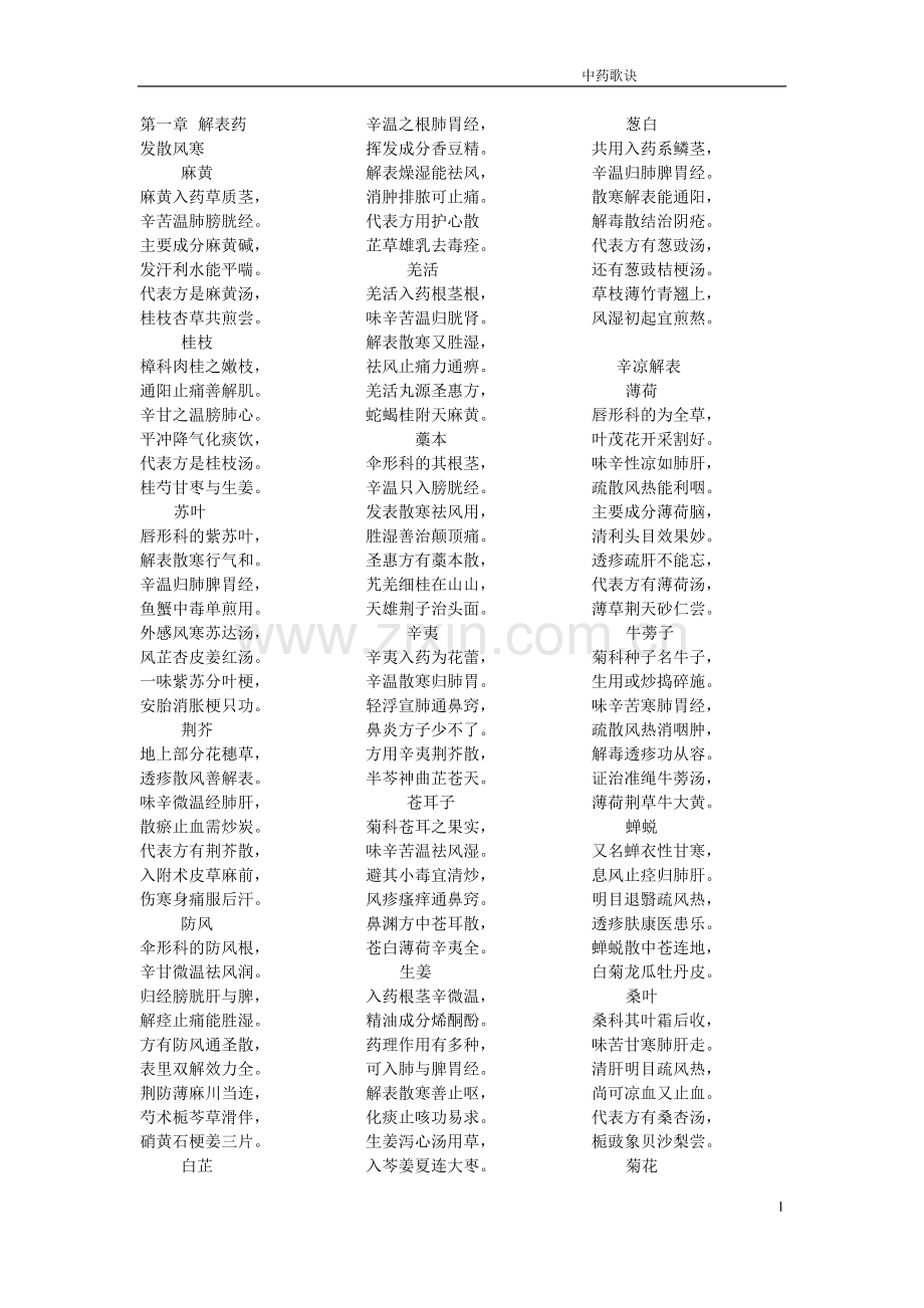 解表药歌诀.doc_第1页