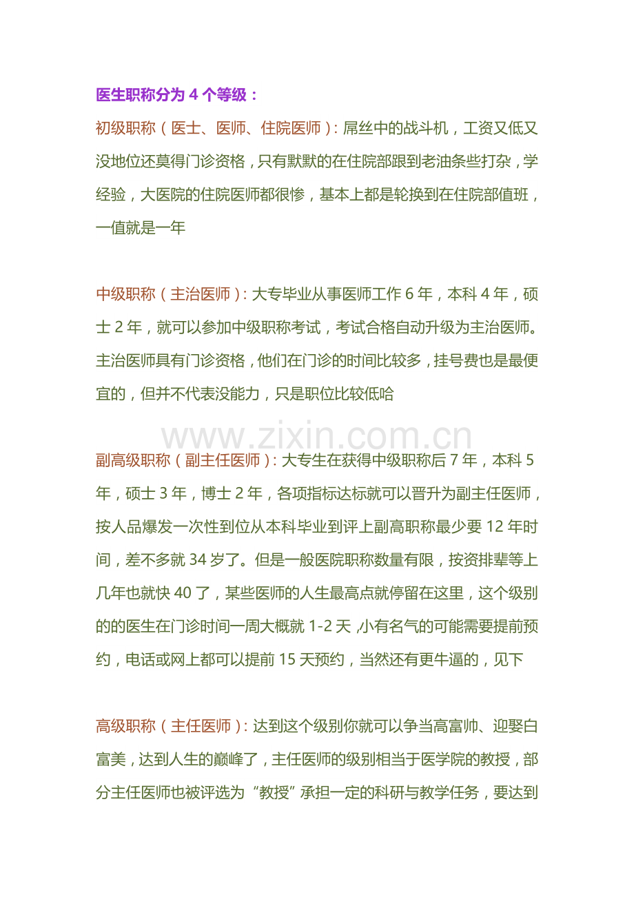 医务人员职称等级划分.doc_第1页