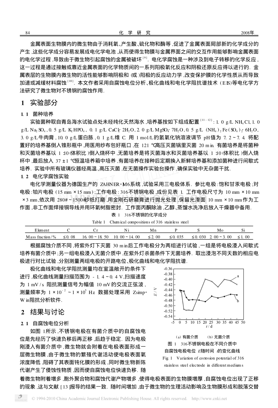 海洋微生物对316不锈钢的电化学腐蚀行为.pdf_第2页