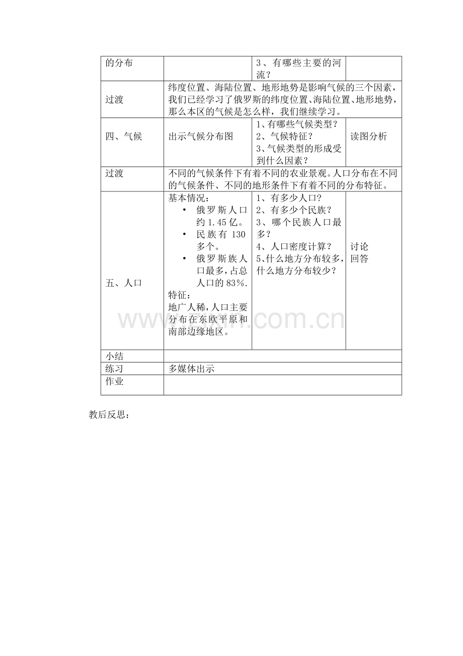 晋教版七年级地理教案俄罗斯.doc_第2页