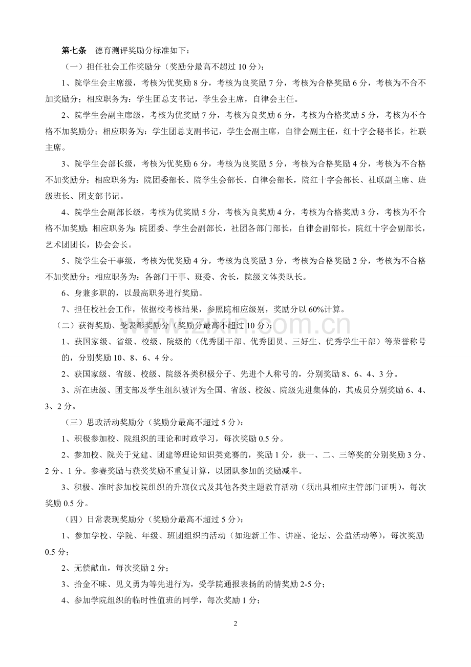 福建农林大学金山学院学生综合素质测评管理规定09.9.7.doc_第2页
