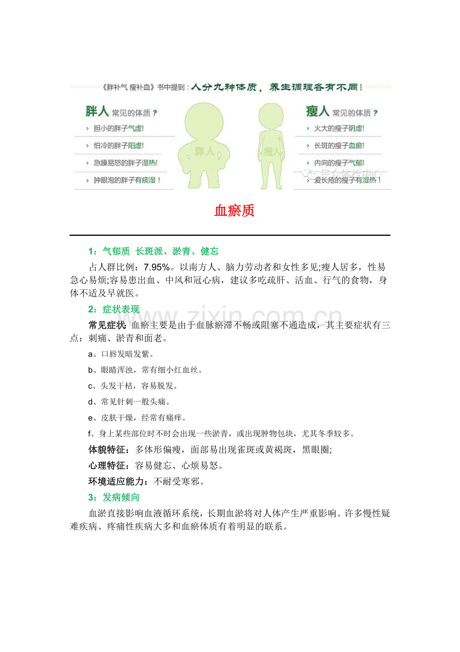 体质养生方案——血瘀质.docx_第1页