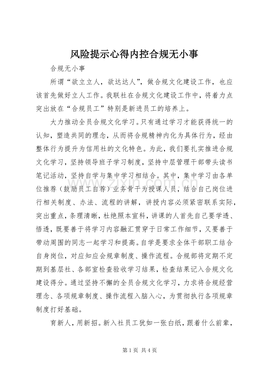 风险提示心得内控合规无小事3.docx_第1页