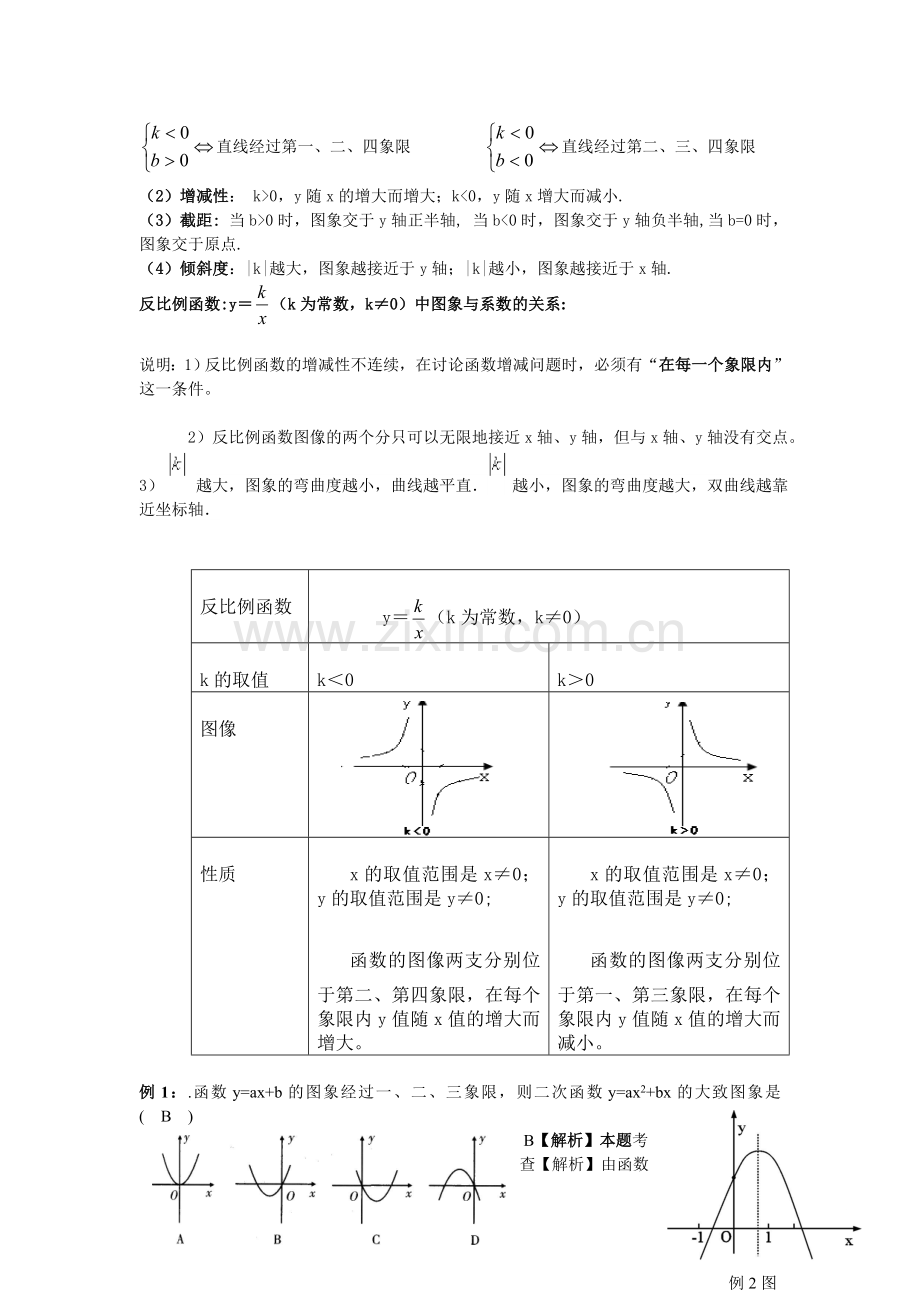 中考数学专题复习：二次函数与反比例函数.doc_第2页