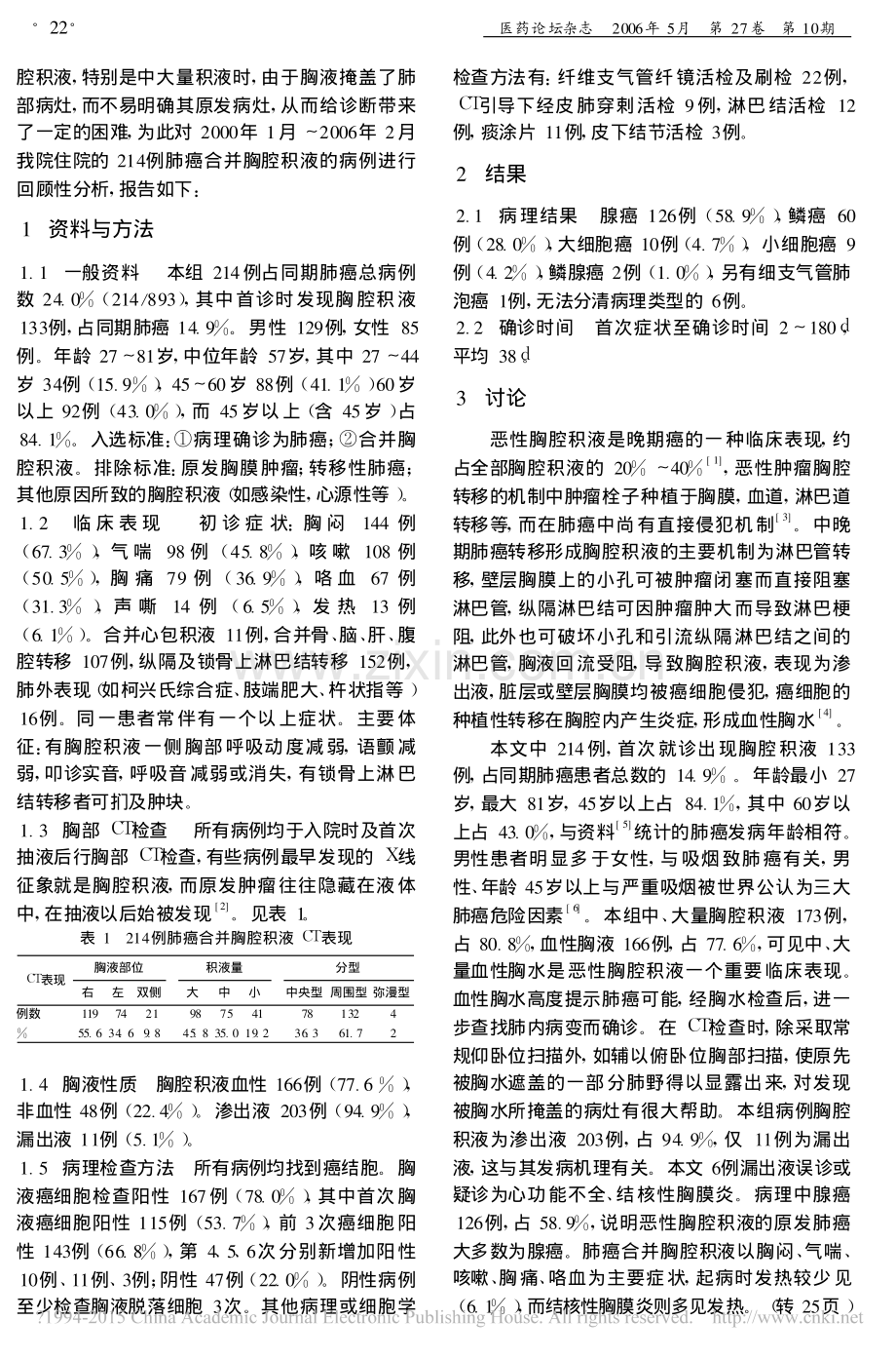 胸积液《肺癌合并胸腔积液214例临床分析》.pdf_第2页