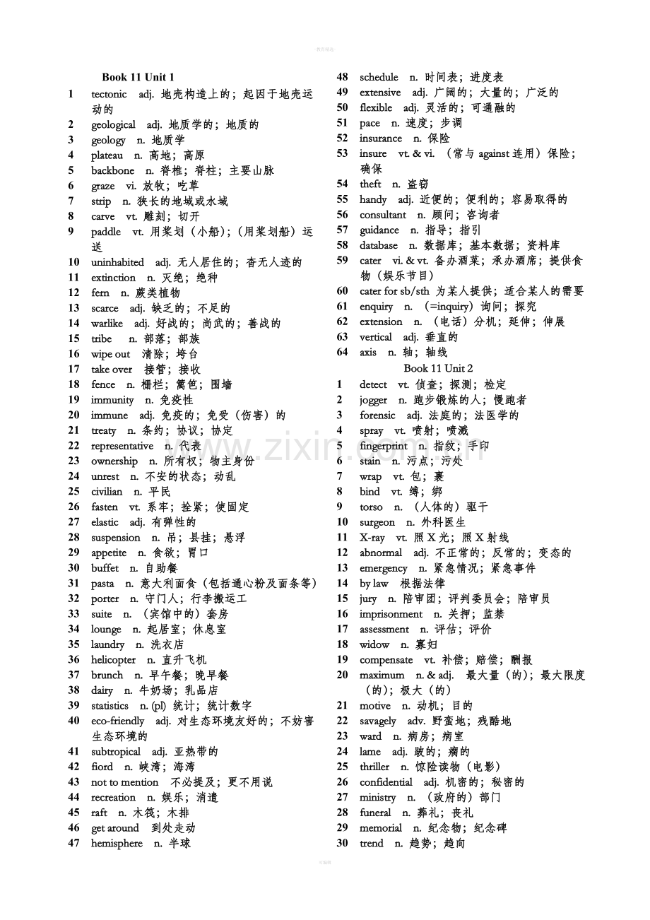 人教版高中英语选修11词汇表.doc_第1页