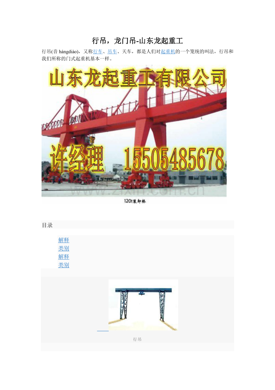 行吊,龙门吊-山东龙起重工.doc_第1页