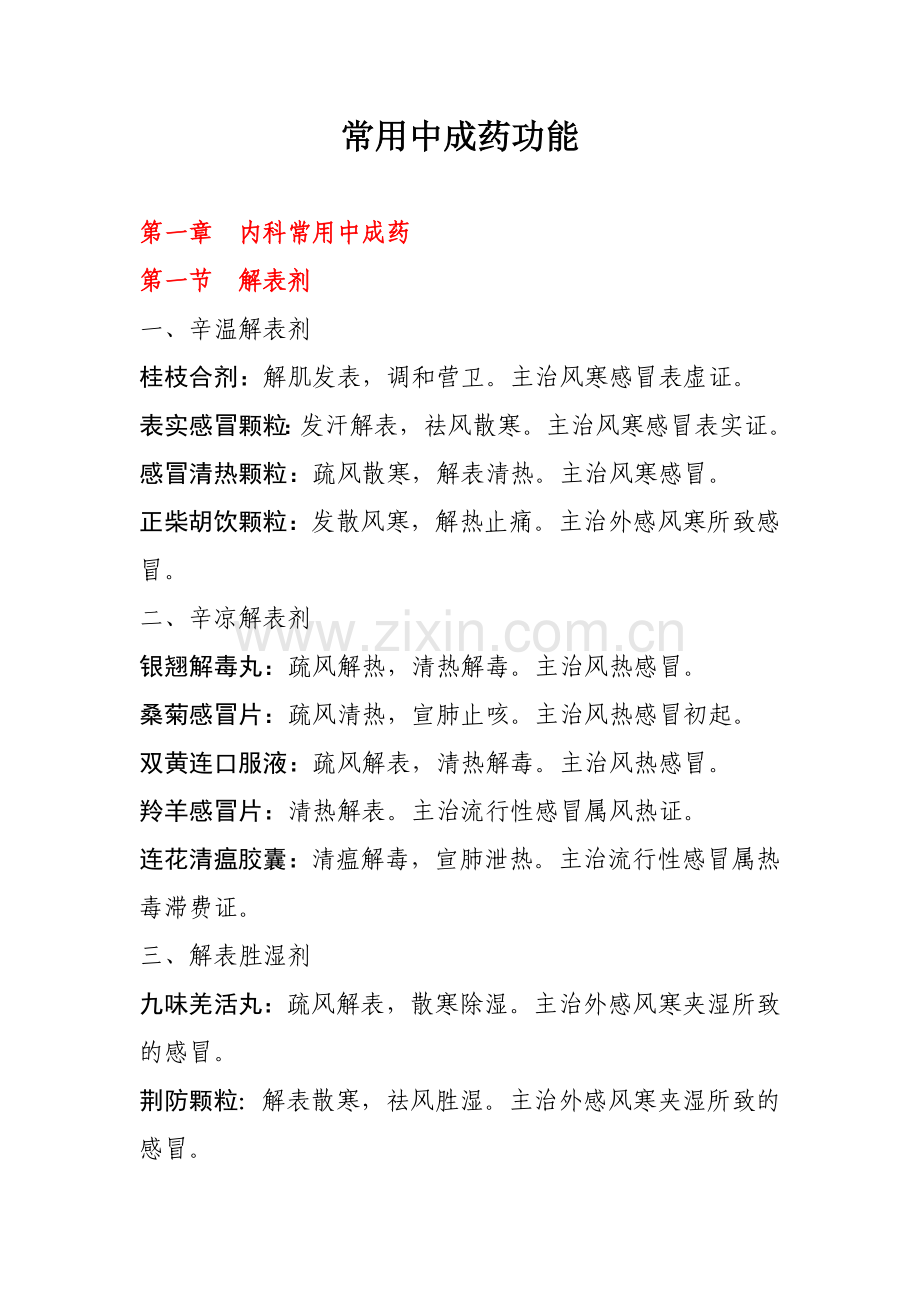 常用中成药功能.docx_第1页