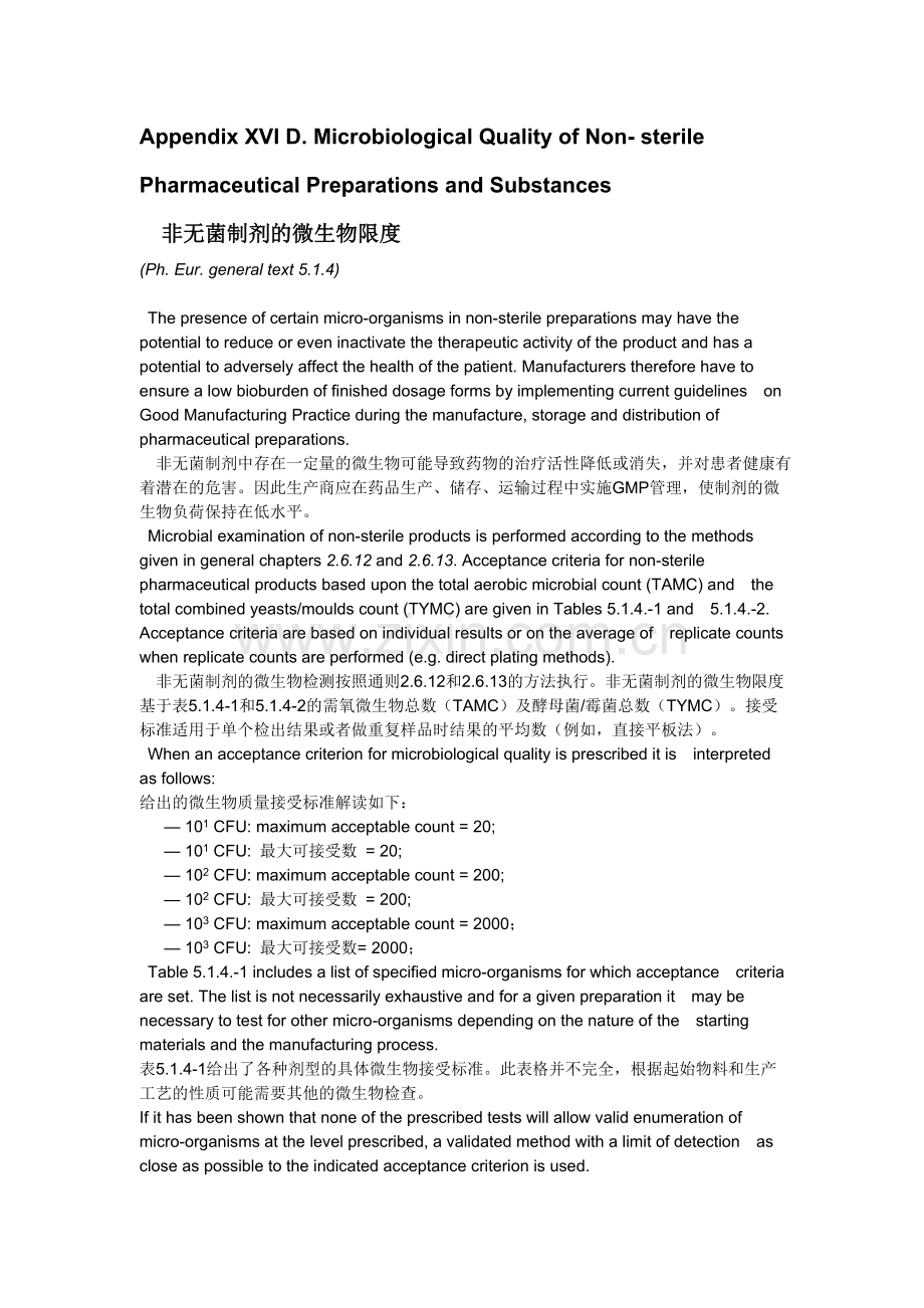 BP 非无菌制剂的微生物限度.doc_第1页