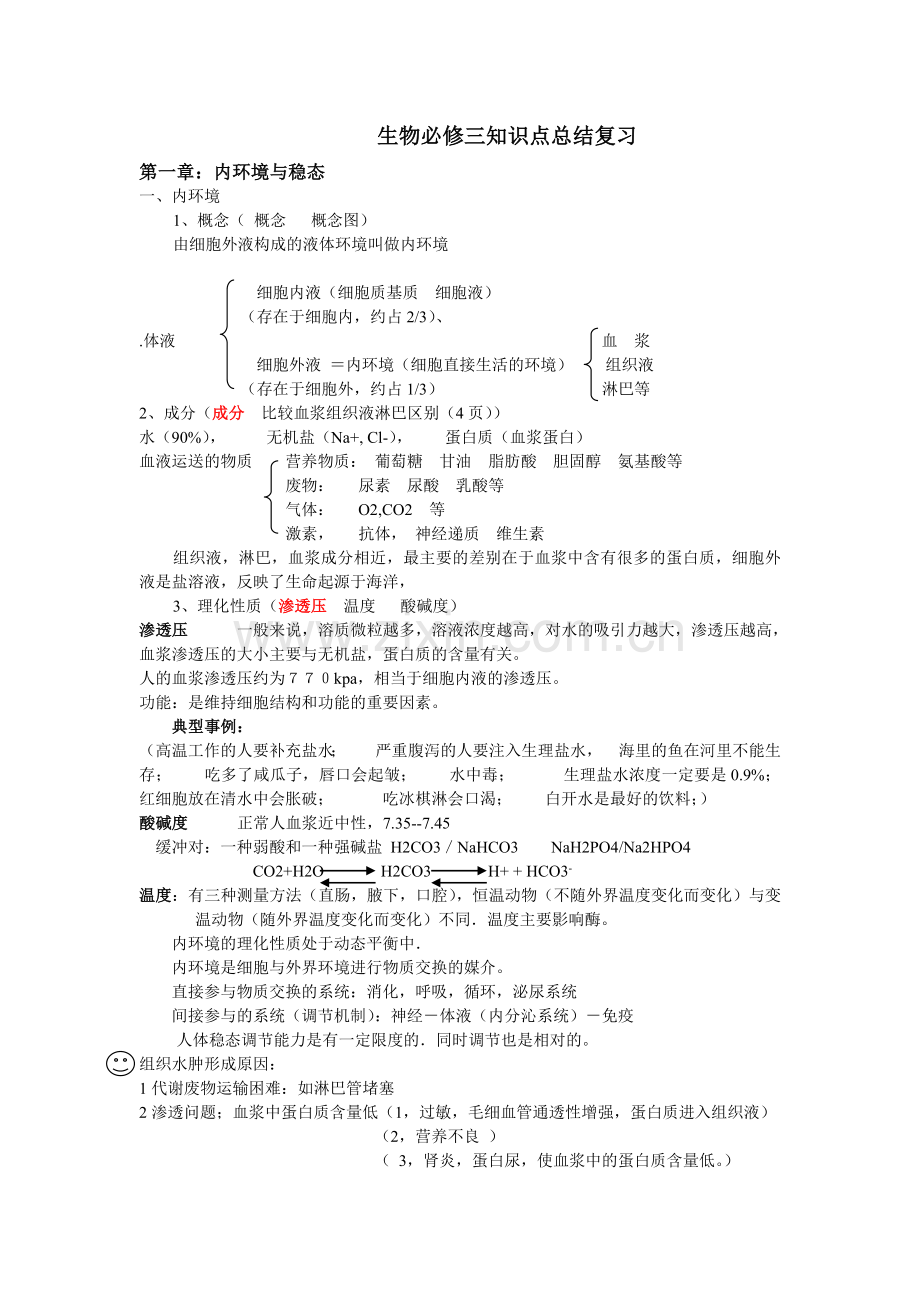 生物必修三知识点总结复习.doc_第1页