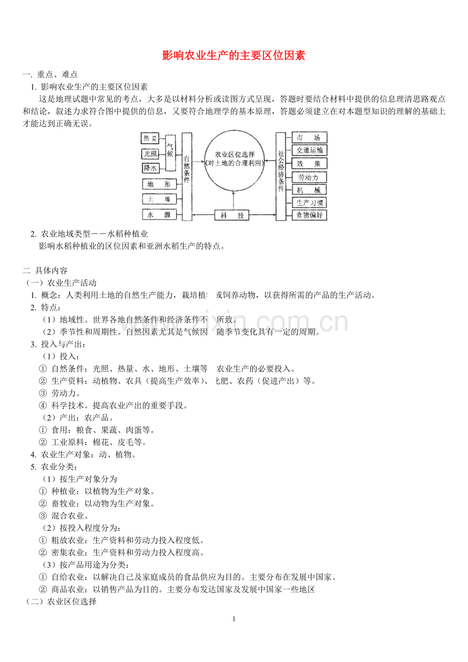影响农业生产的主要区位因素.doc_第1页